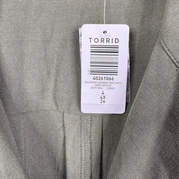 Torrid Olive Mini Rayon Slub Wrap Front Dress Size 4X NWT - Picture 10 of 11